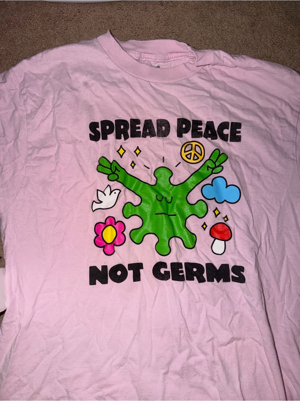 Spread Peace Not Germs Pink Graphic Tee